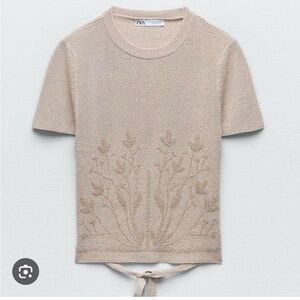ZARA -Knit Top with Metallic Thread and Open Back - Size Small